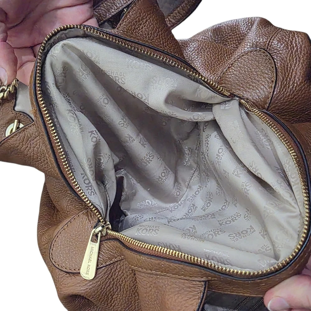Michael Kors Tan Leather Shoulder Bag with Gold Accents